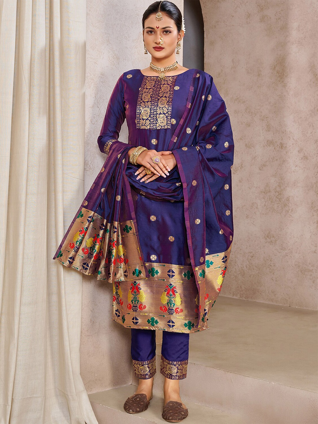 

Leeza Store Unstitched Dress Material, Blue