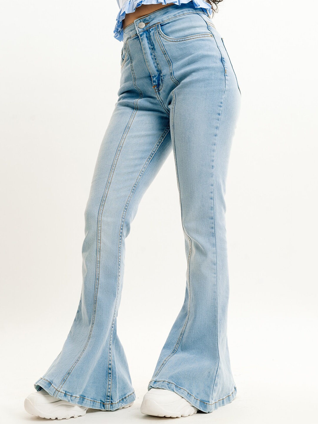 

FREAKINS Women Bootcut High-Rise Clean Look Heavy Fade Jeans, Blue
