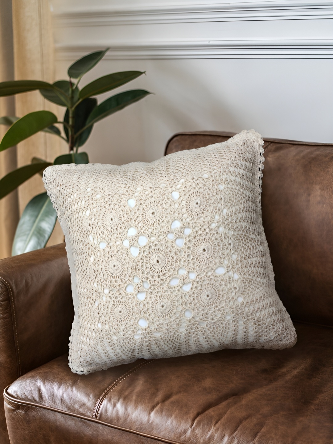 

Peepul Tree Off White Floral Square Cushion Covers