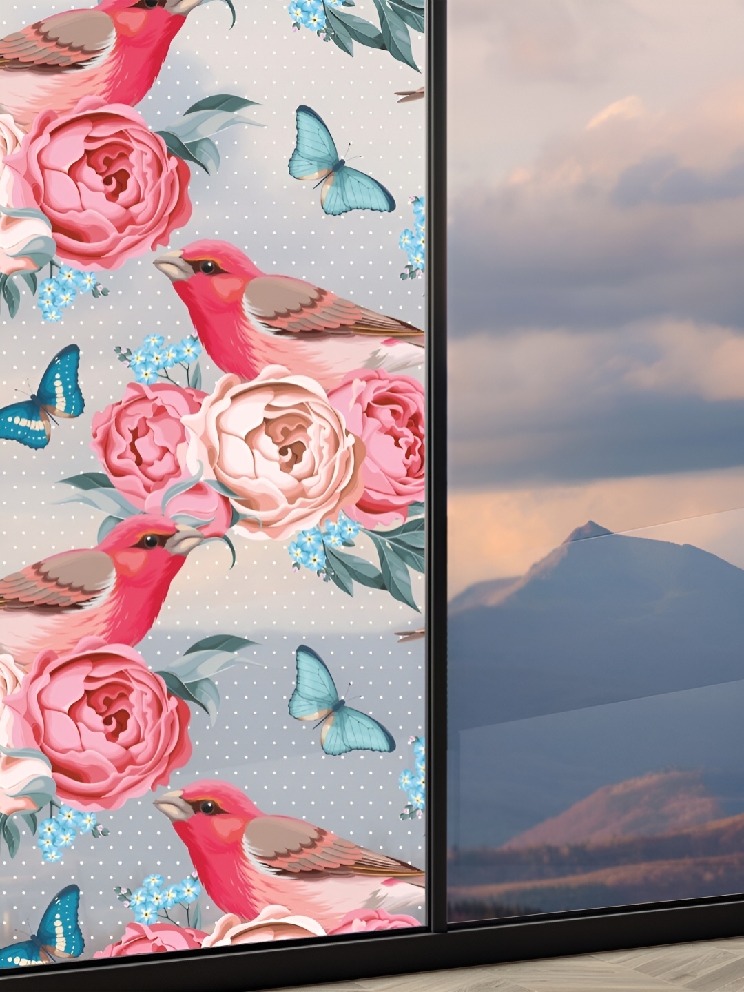 

CVANU Transparent & Pink Printed Self-Adhesive Waterproof Window Film