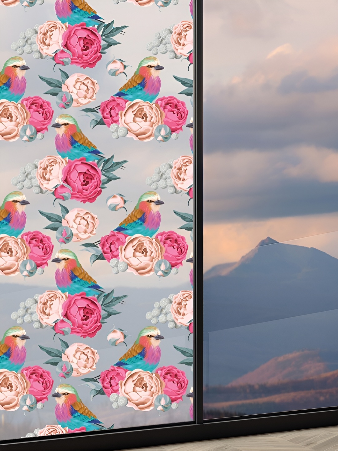 CVANU Transparent & Pink Printed Self-Adhesive Window Film