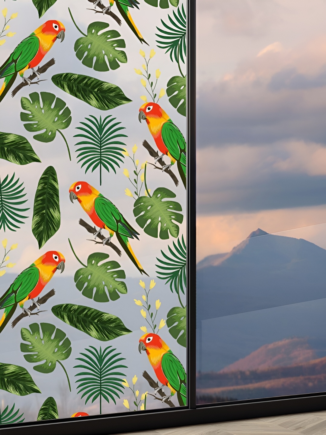 

CVANU Transparent & Green Printed Self-Adhesive Waterproof Window Film