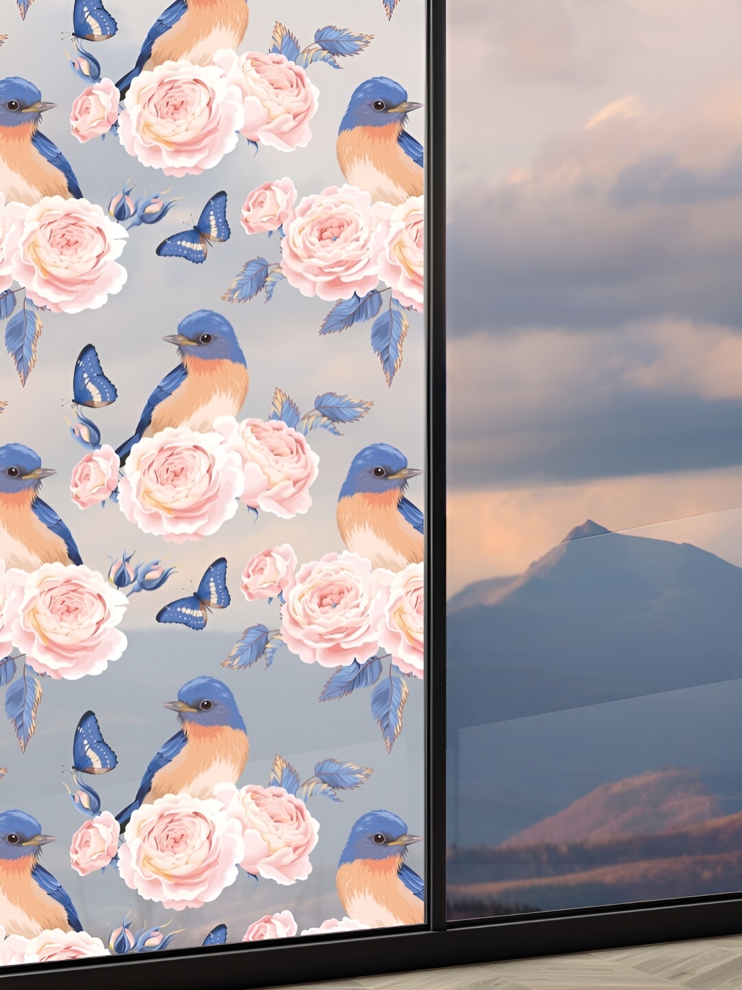 

CVANU Transparent & Pink Printed Self-Adhesive Window Film