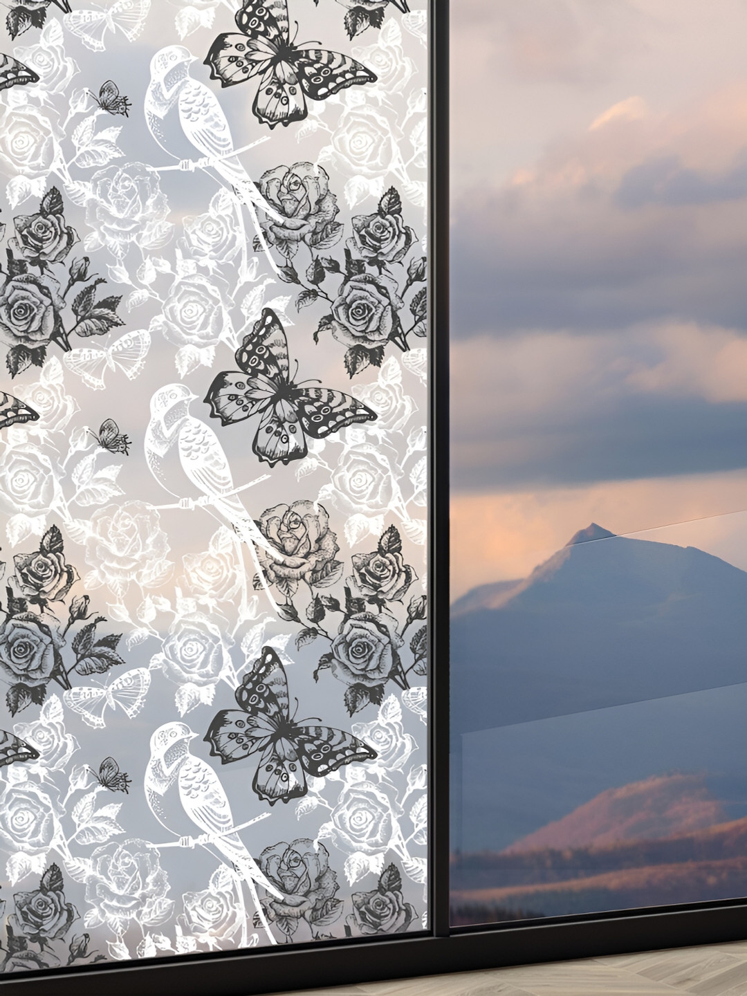 

CVANU Transparent & Black Printed Self-Adhesive Waterproof Window Film