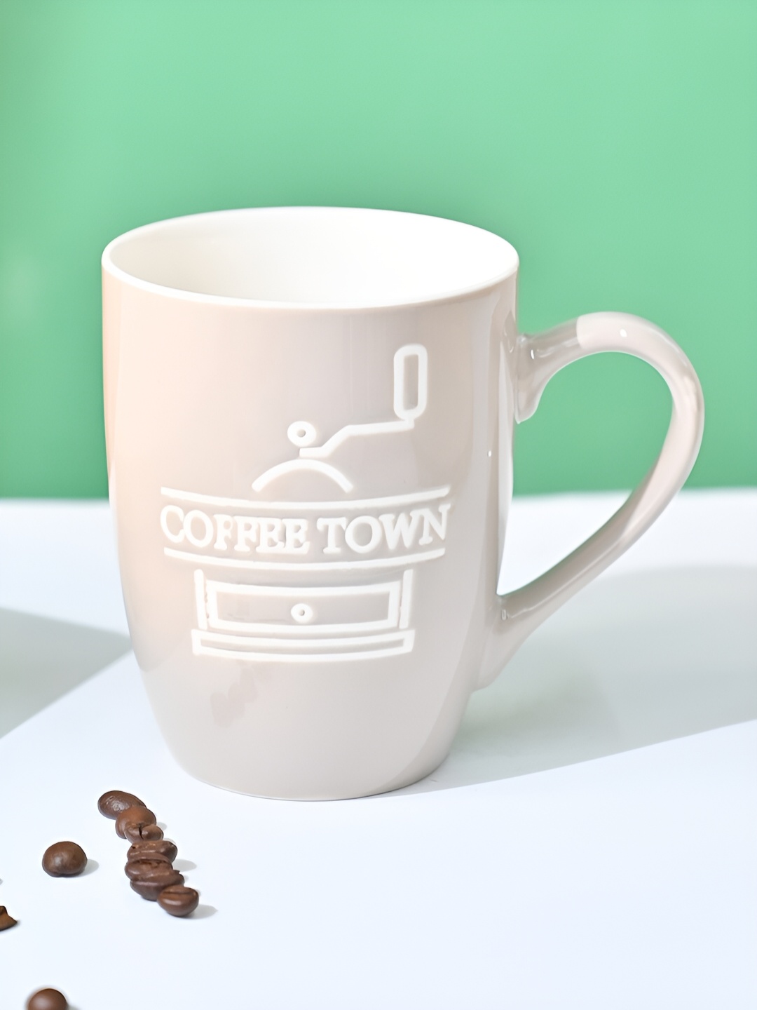 

MARKET99 Cream-Coloured & White Printed Ceramic Glossy Mugs Set of Cups and Mugs
