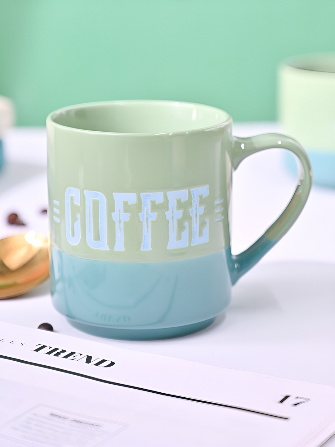 

MARKET99 Green & Blue Printed Ceramic Glossy Mugs Set of Cups and Mugs