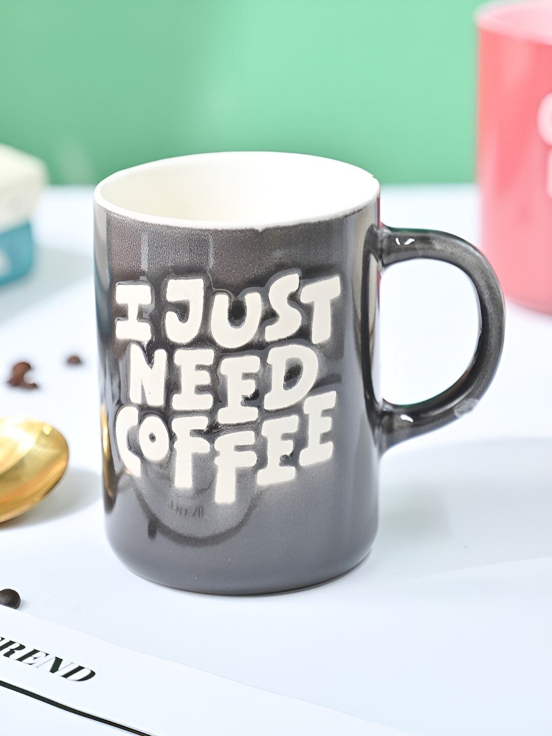 

MARKET99 Grey & White Printed Ceramic Glossy Mugs Set of Cups and Mugs
