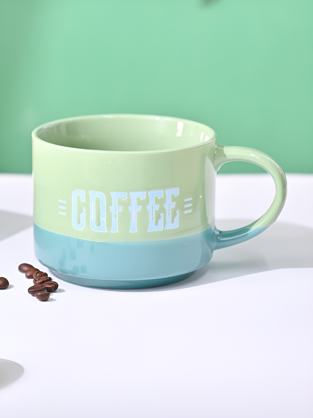 

MARKET99 Green & Blue Printed Ceramic Glossy Cups Set of Cups and Mugs