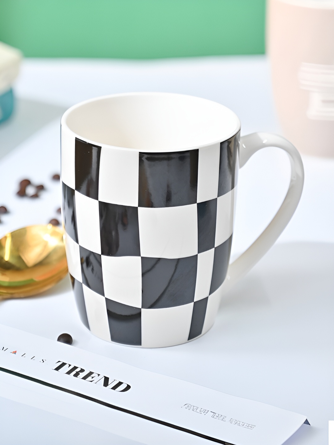 

MARKET99 Black & White Geometric Printed Ceramic Glossy Mugs Set of Cups and Mugs