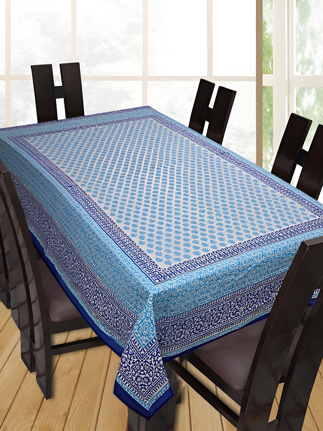 

Texstylers Blue Anti-Slip Cotton 6-Seater Table Cover