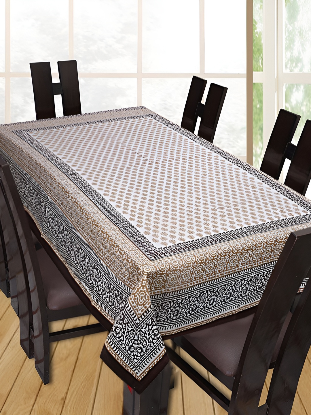 

Texstylers Coffee Brown Anti-Slip Cotton 6-Seater Table Cover