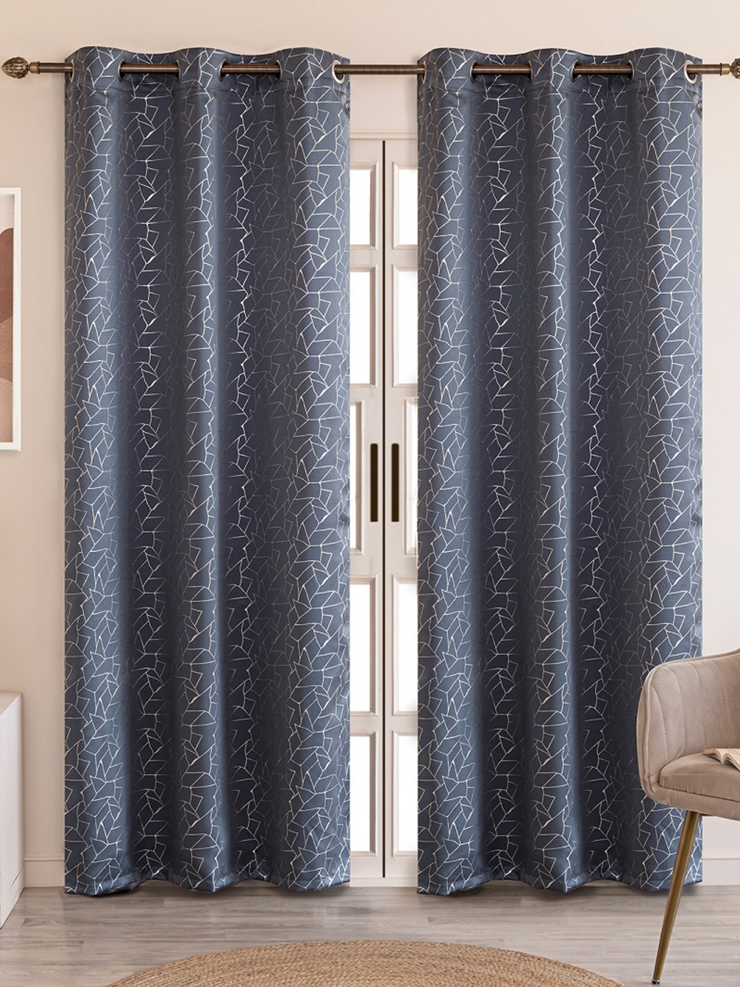 

HOMEMONDE Grey & White Set of 2 Black Out Long Door