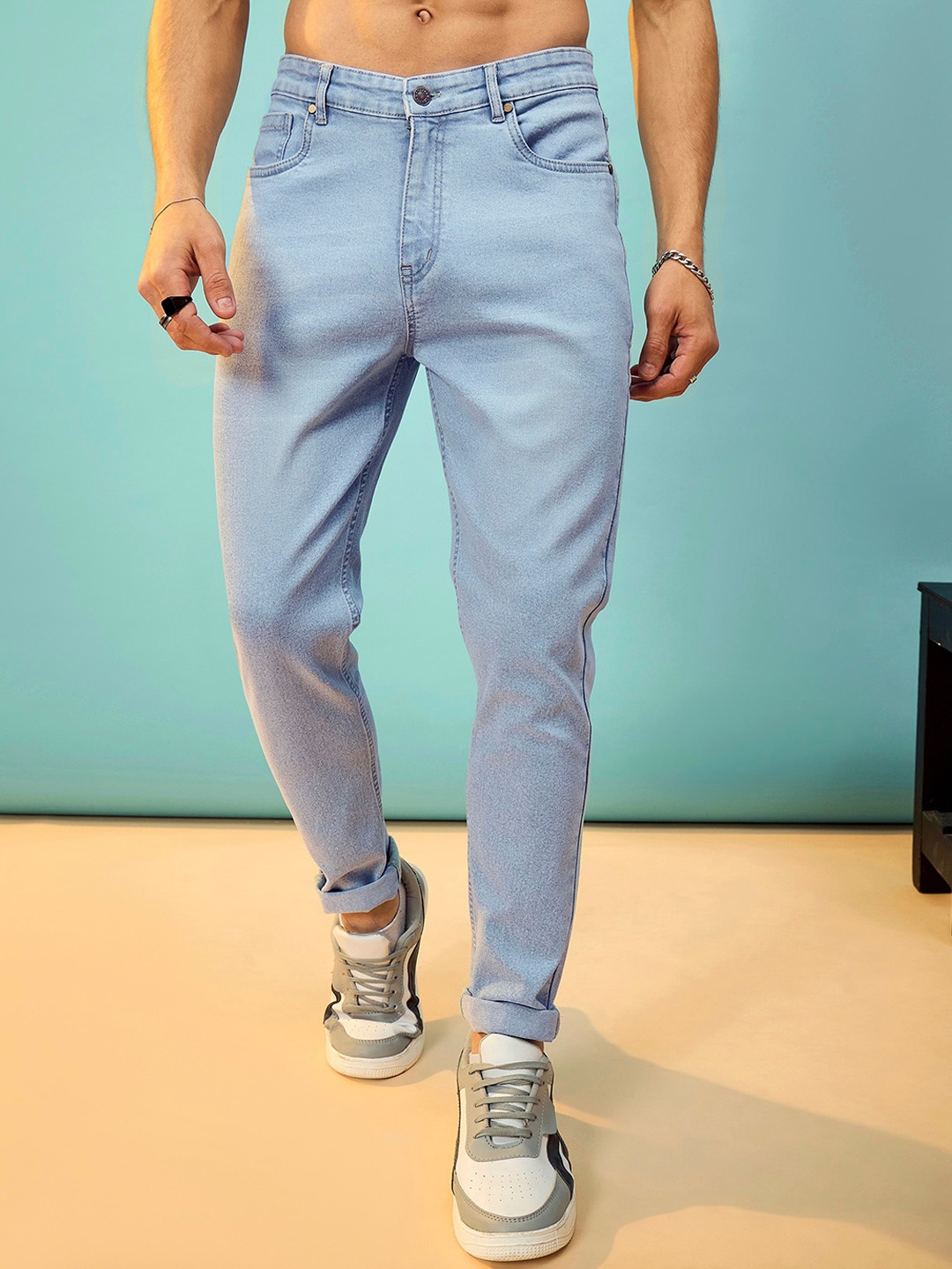

MASCLN SASSAFRAS Men Lean Slim Fit Light Fade Jeans, Blue
