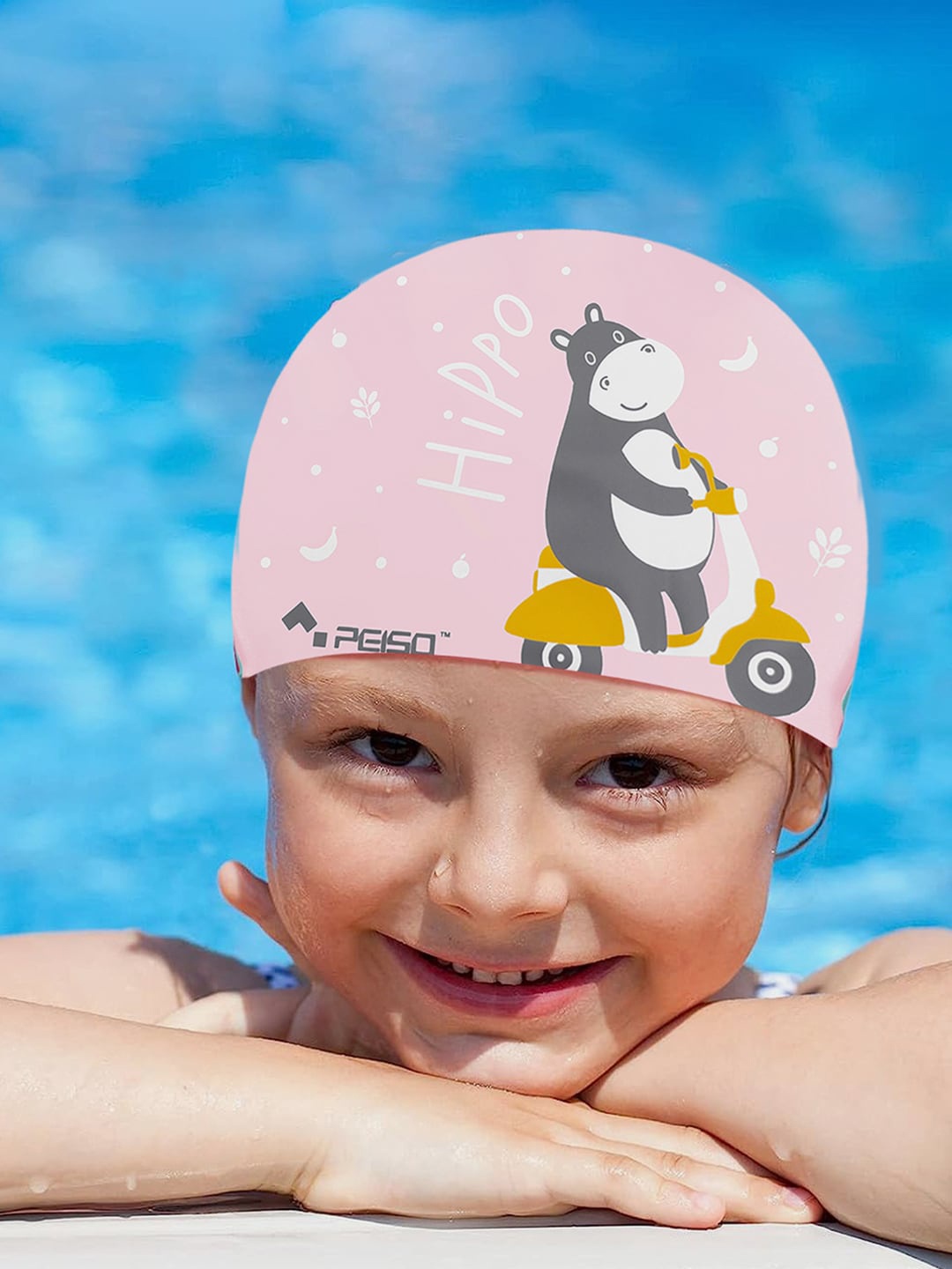 

Little Surprise Box LLP Kids Printed Silicone Swimming Cap, Pink
