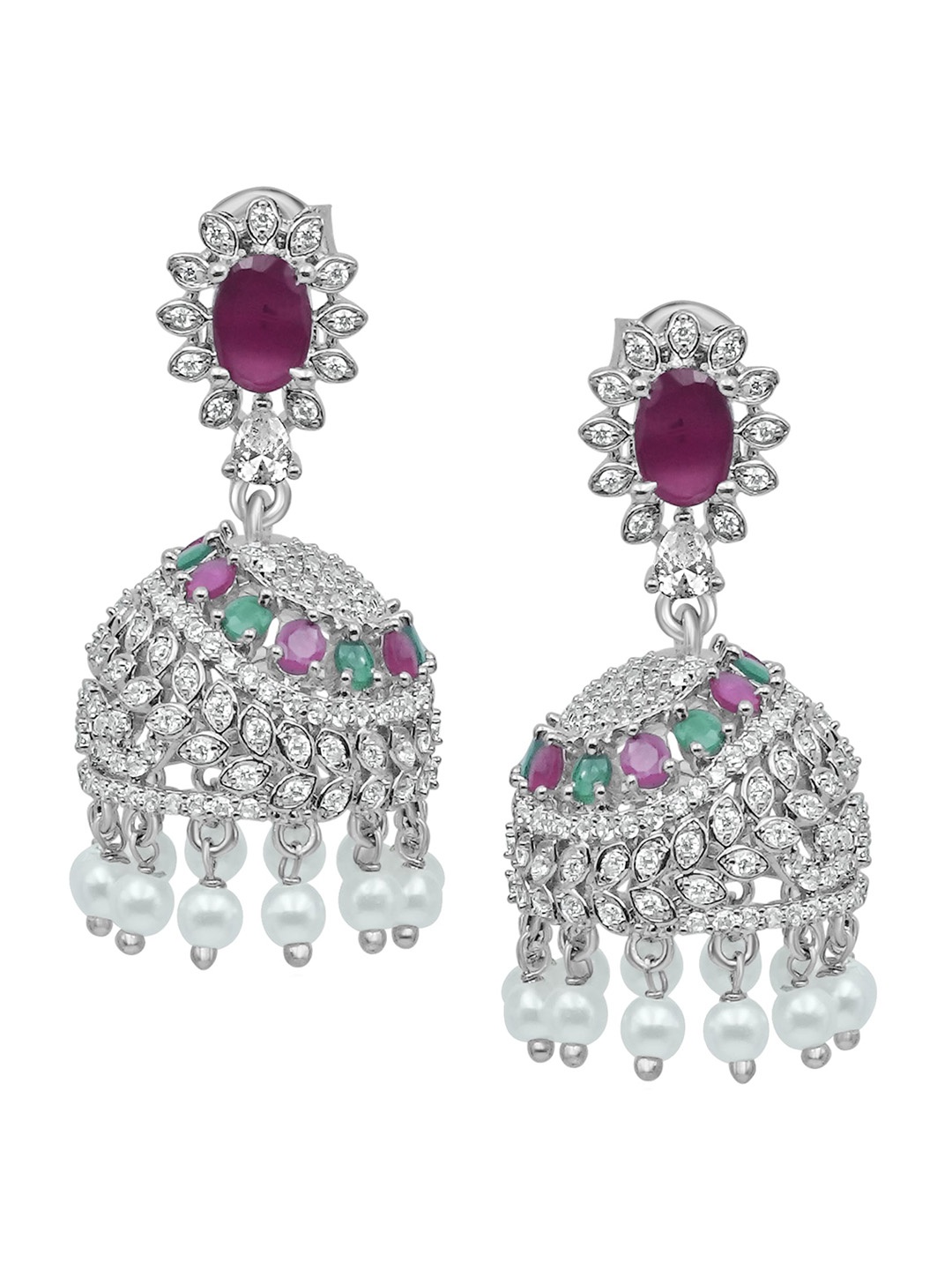 

925 SILLER 925 Sterling Silver Chandelier Big Traditional Jhumka
