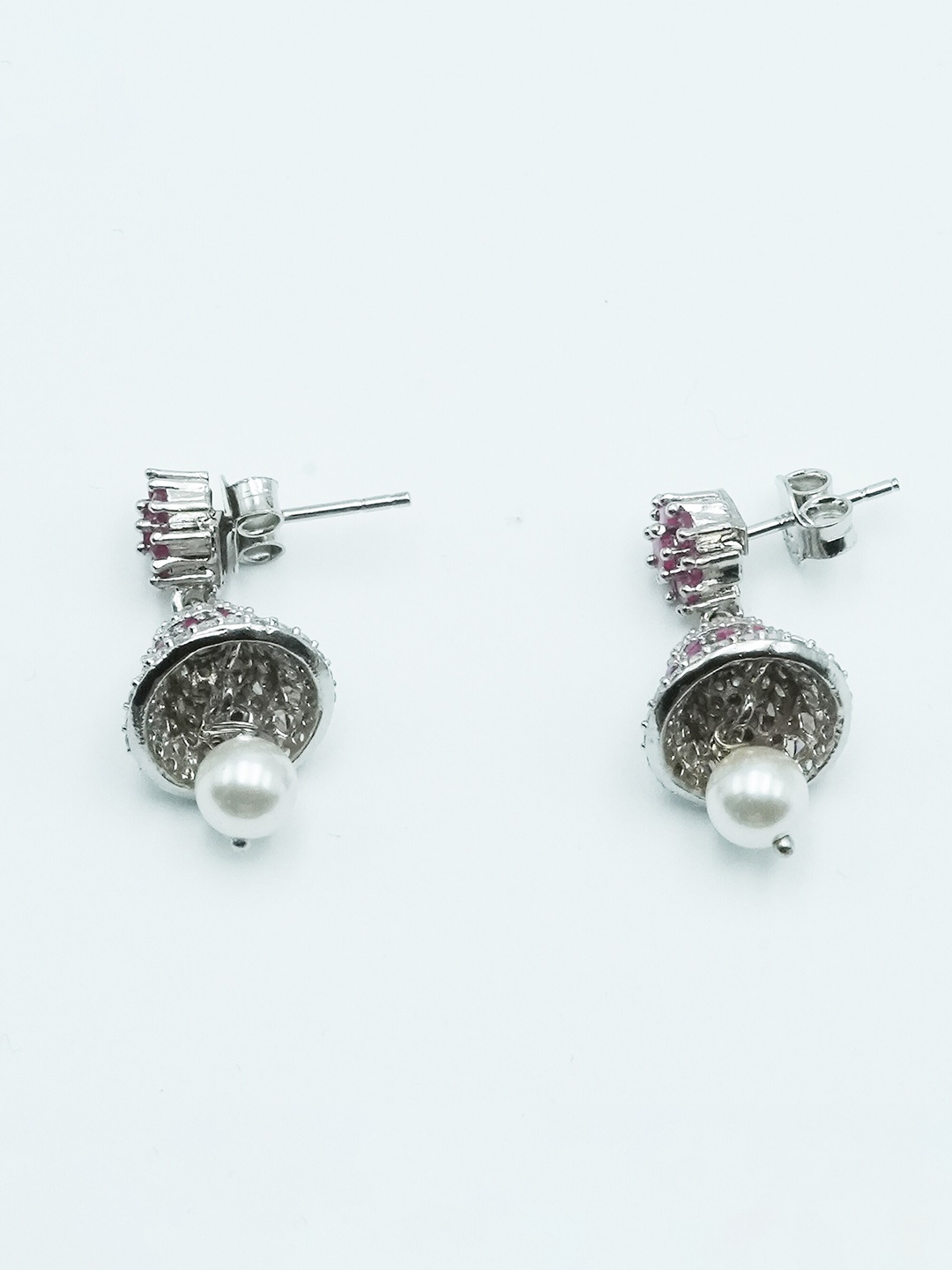 

925 SILLER Contemporary Jhumkas Earrings, Silver