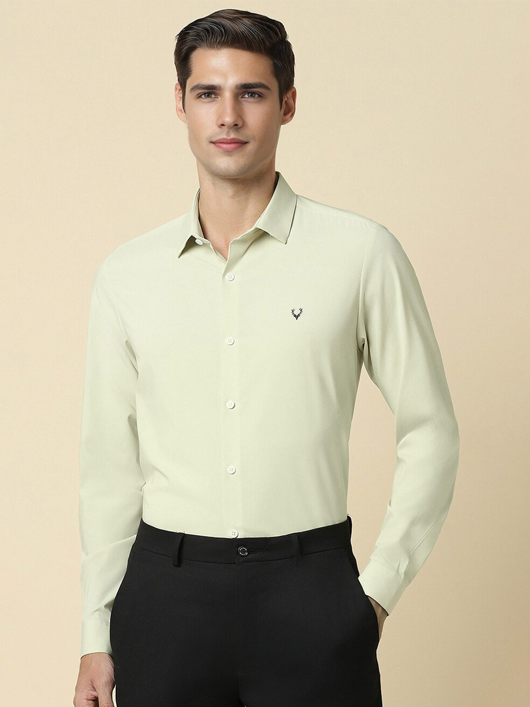 

Allen Solly Men Slim Fit Opaque Formal Shirt, Green