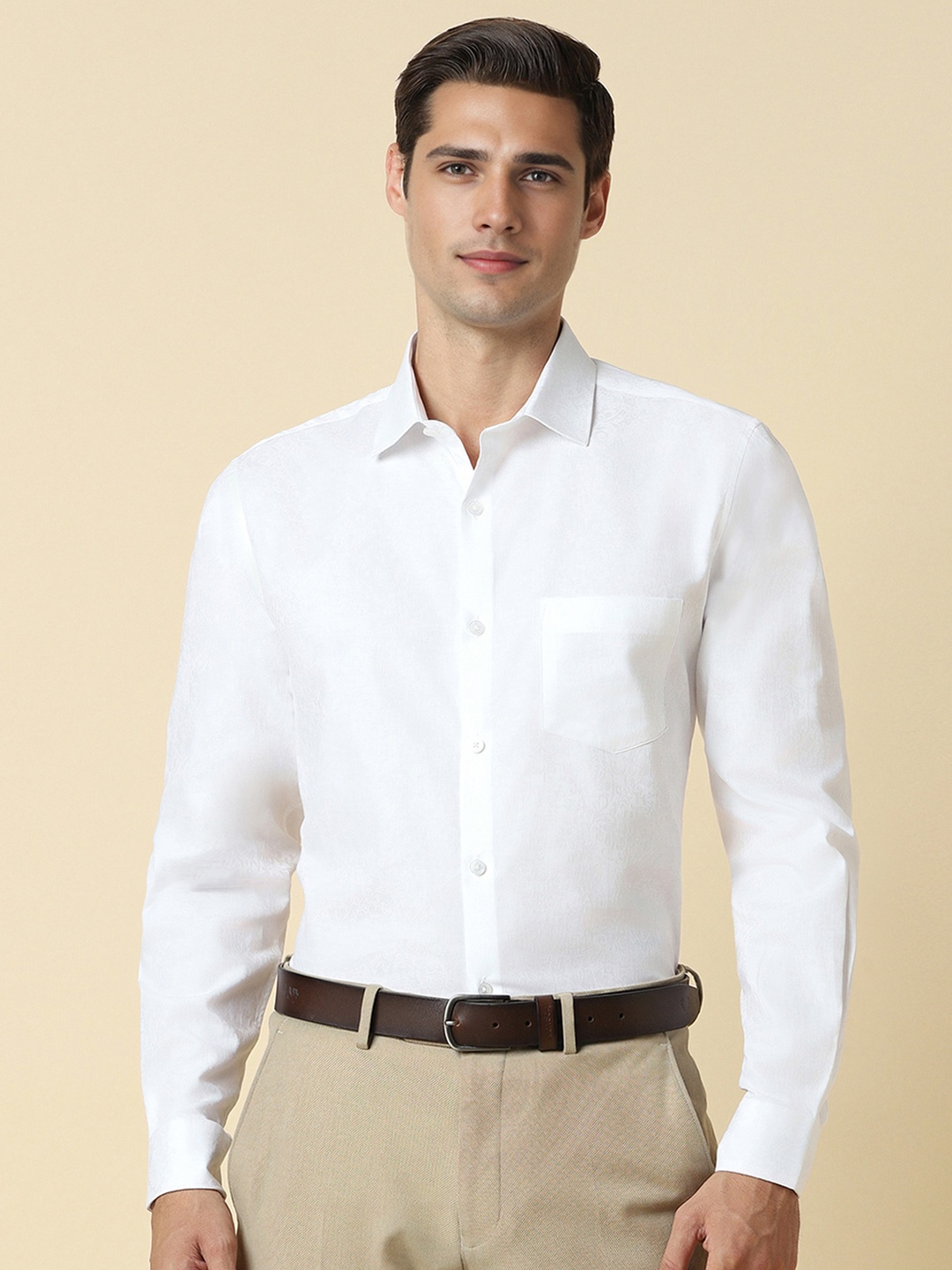 

Allen Solly Slim Fit Long Sleeves Pure Cotton Formal Shirt, White