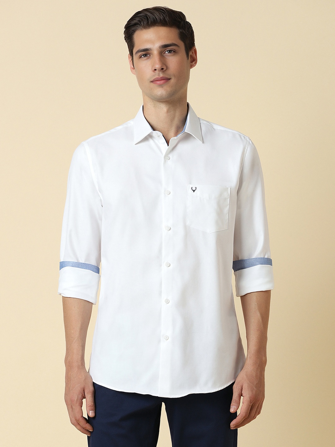 

Allen Solly Slim Fit Spread Collar Long Sleeves Cotton Casual Shirt, White