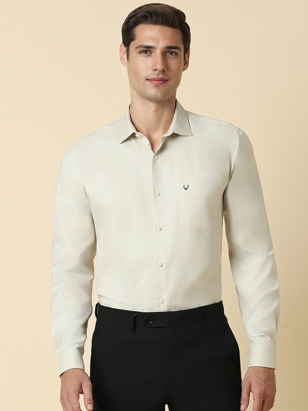 

Allen Solly Slim Fit Spread Collar Long Sleeves Cotton Formal Shirt, Green