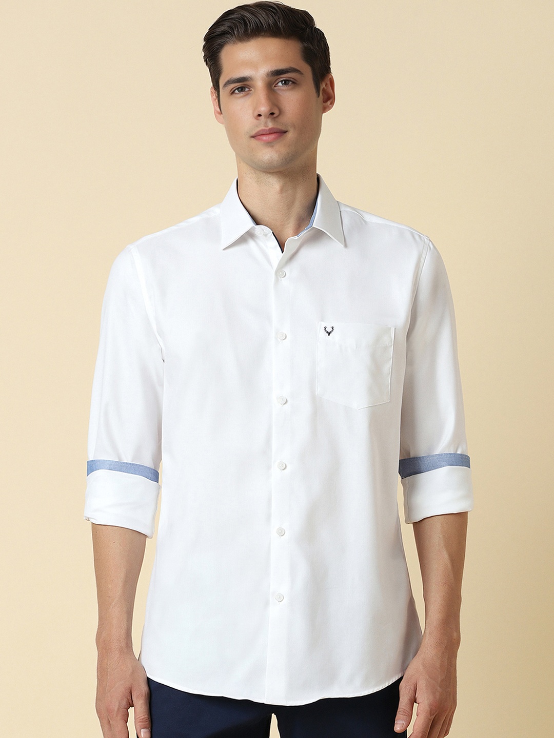 

Allen Solly Slim Fit Long Sleeves Pure Cotton Casual Shirt, White