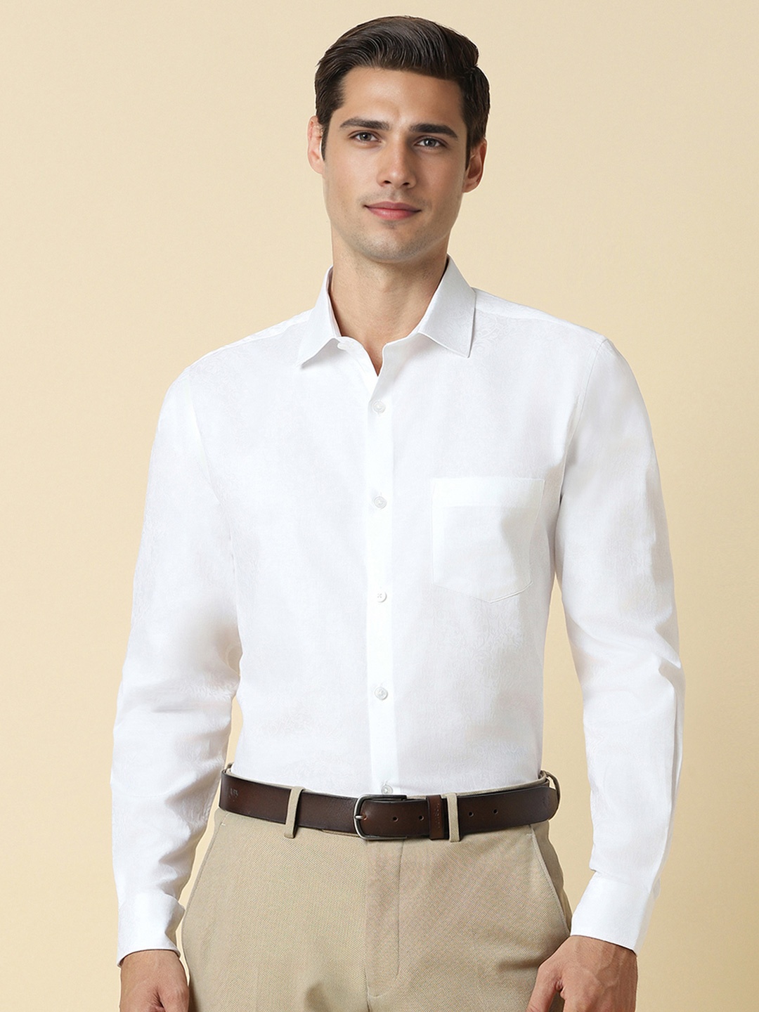 

Allen Solly Slim Fit Self Design Pure Cotton Formal Shirt, White