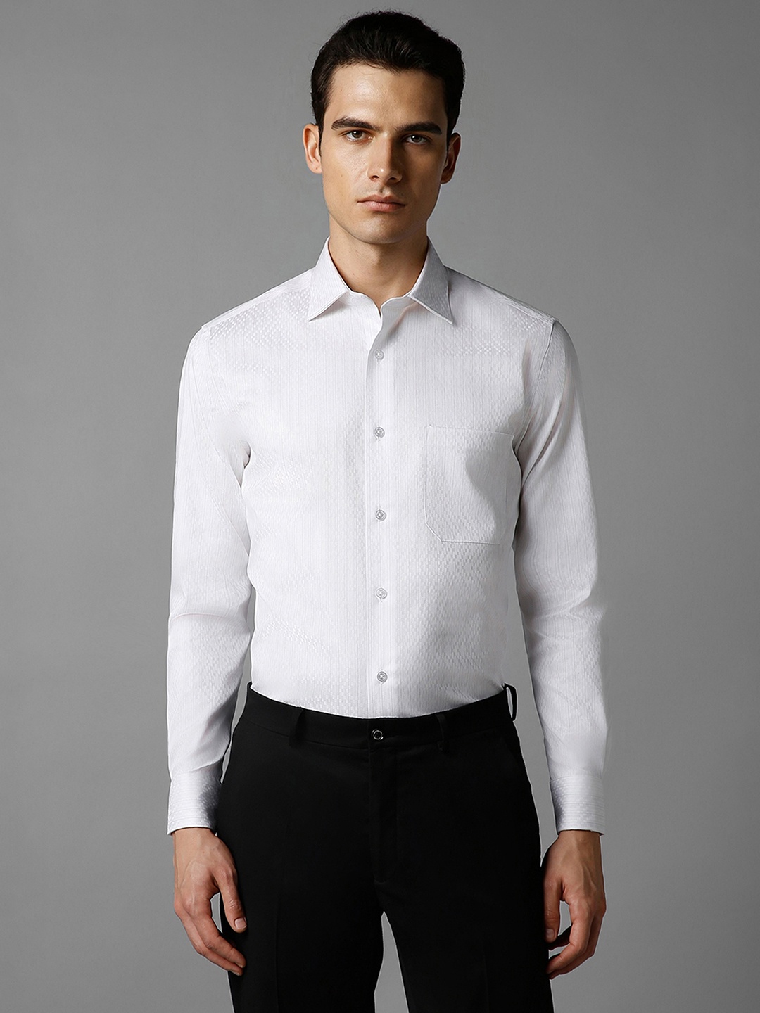 

Louis Philippe Classic Fit Textured Formal Shirt, White