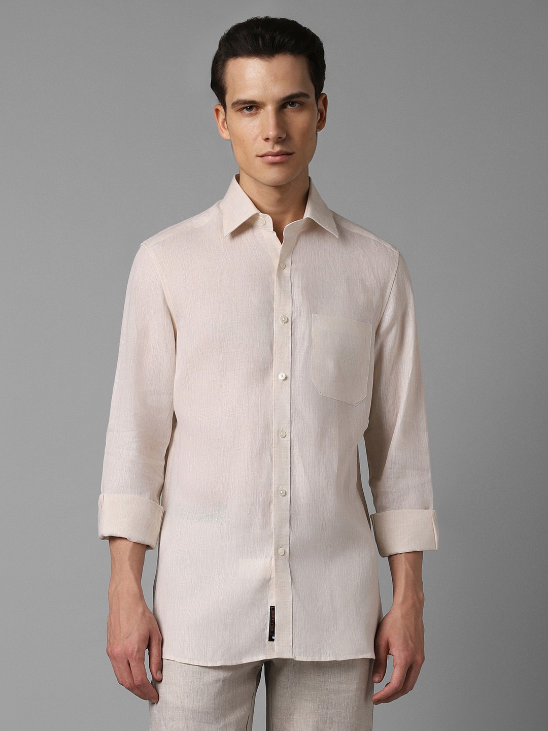 

Louis Philippe Classic Fit Pure Linen Casual Shirt, Cream