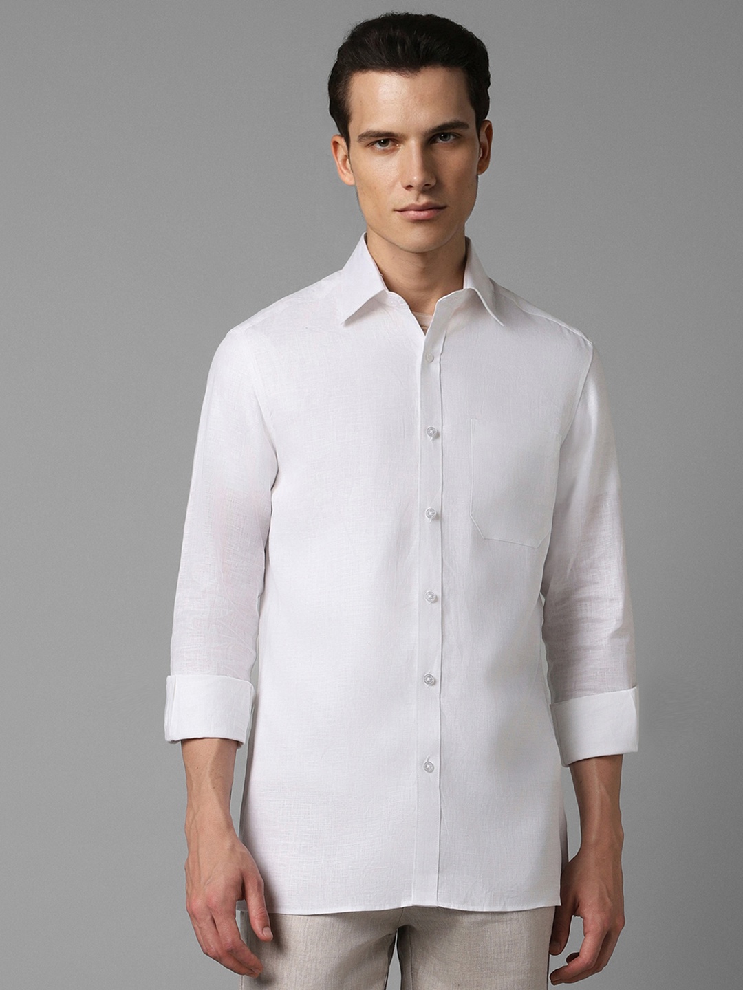 

Louis Philippe Classic Fit Pure Linen Casual Shirt, White