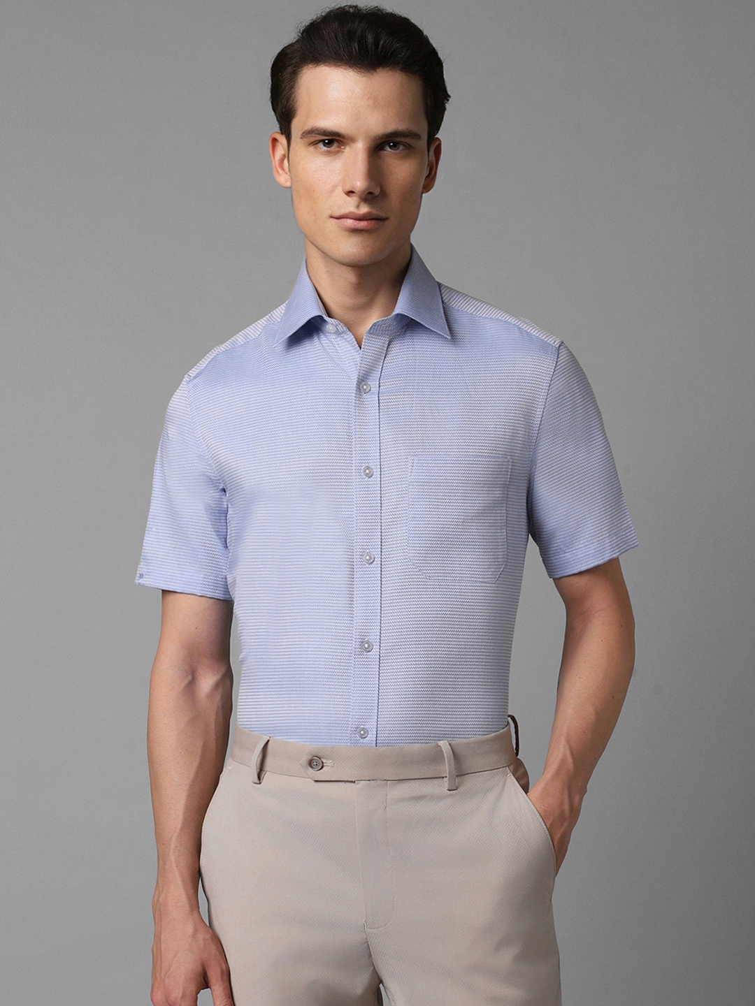 

Louis Philippe Striped Pure Cotton Formal Shirt, Blue
