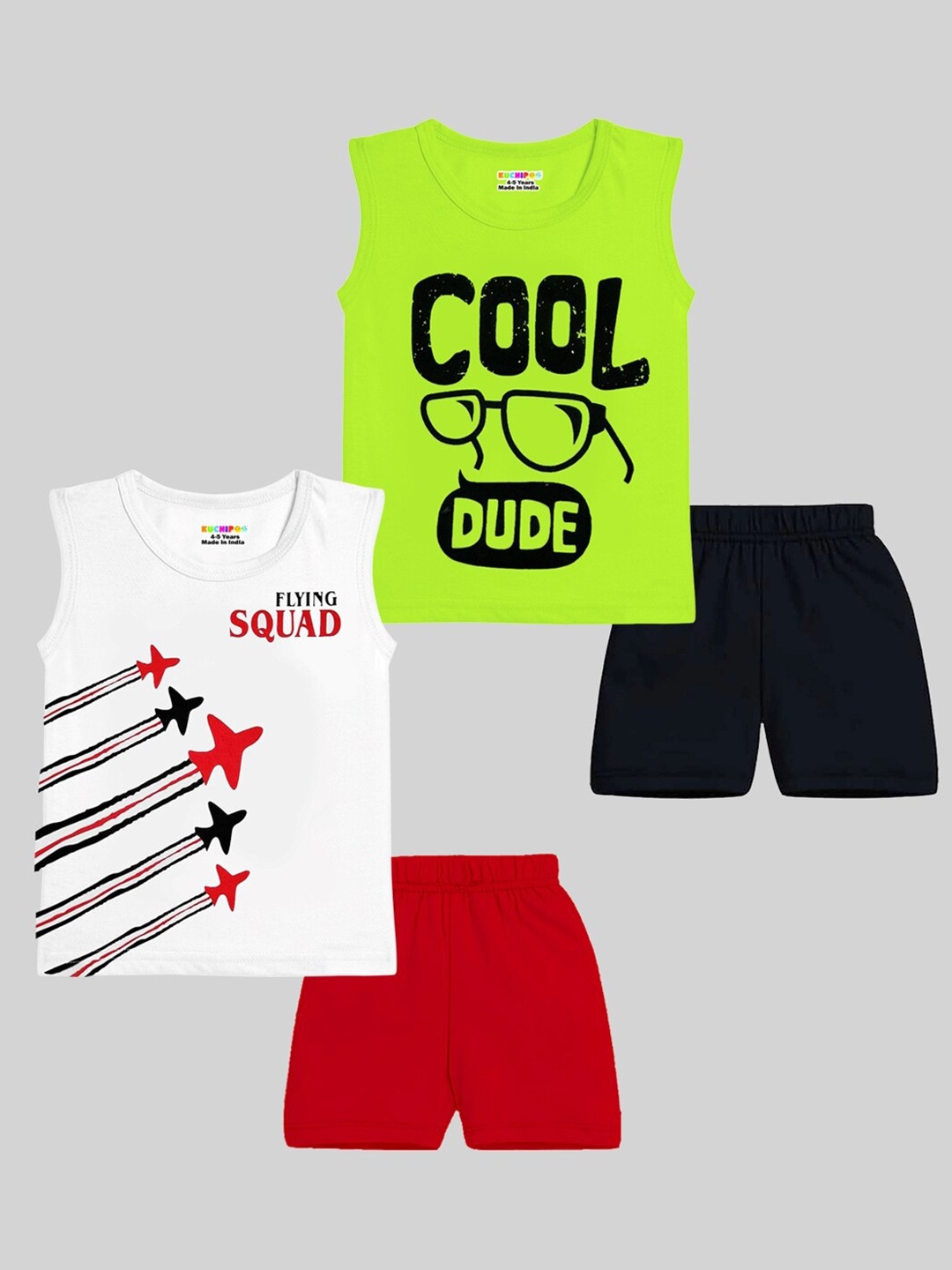 

KUCHIPOO Boys Printed T-shirt with Shorts, Green