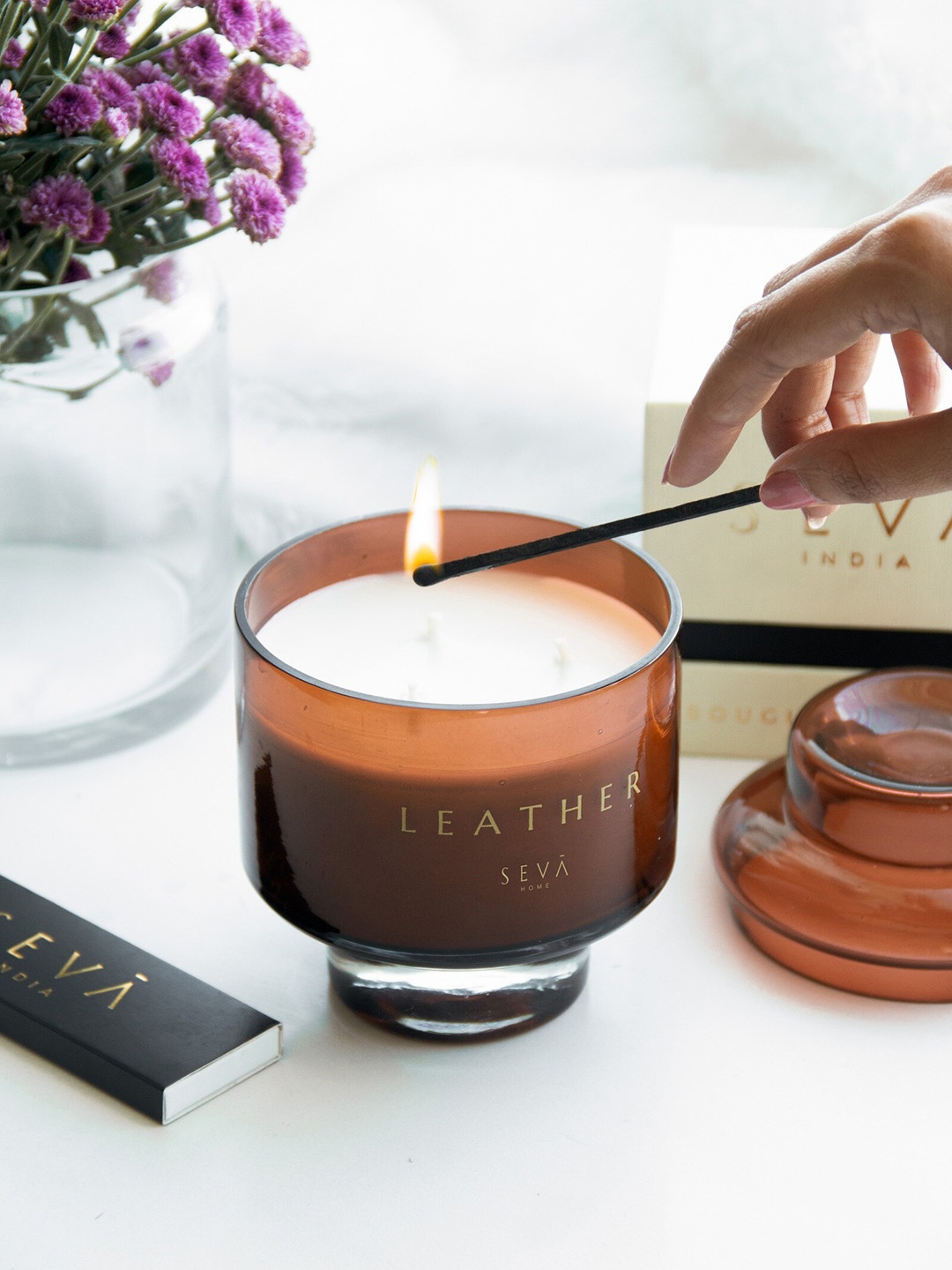 

Seva Home Leather Grande The Manhattan Scented Candle, Brown