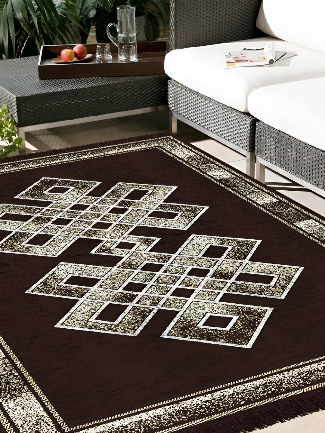 

bsb home Coffee Brown Geometric Anti-Skid Other Carpet