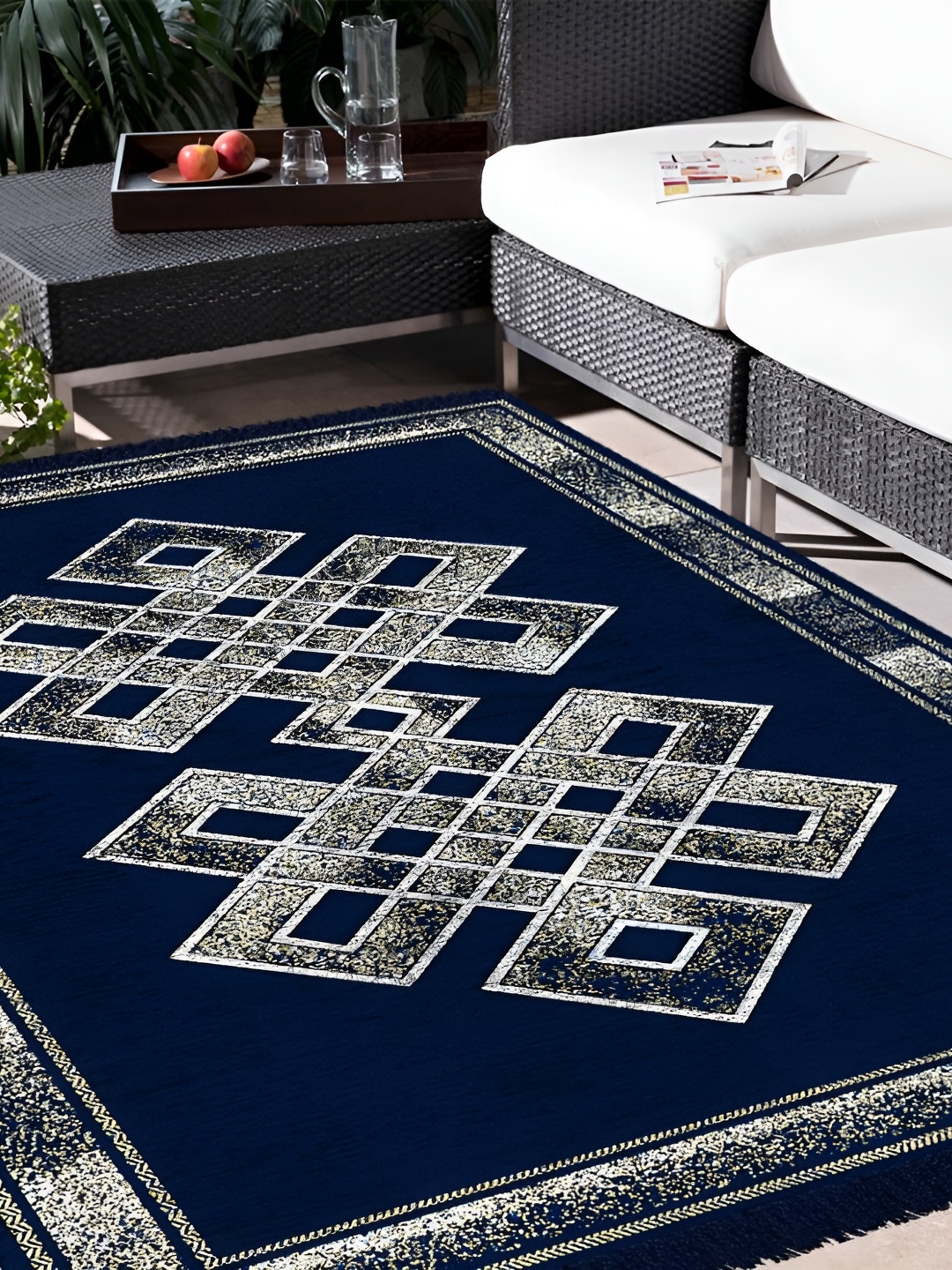 

bsb home Navy Blue Geometric Anti-Skid Other Carpet