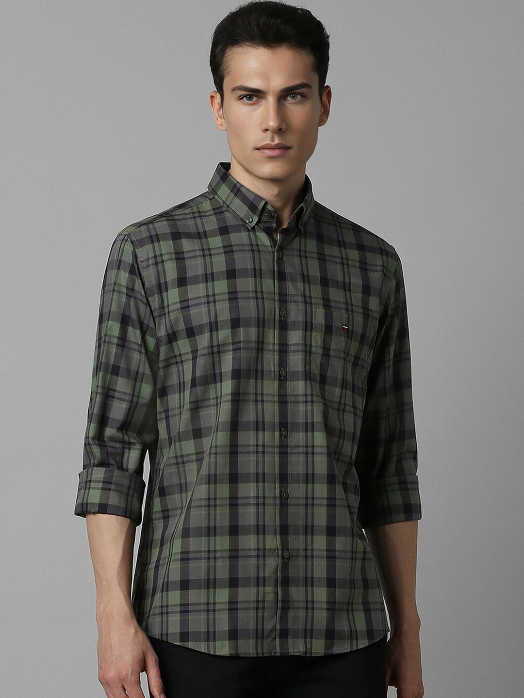 

Louis Philippe Sport Men Slim Fit Tartan Checks Opaque Checked Casual Shirt, Green