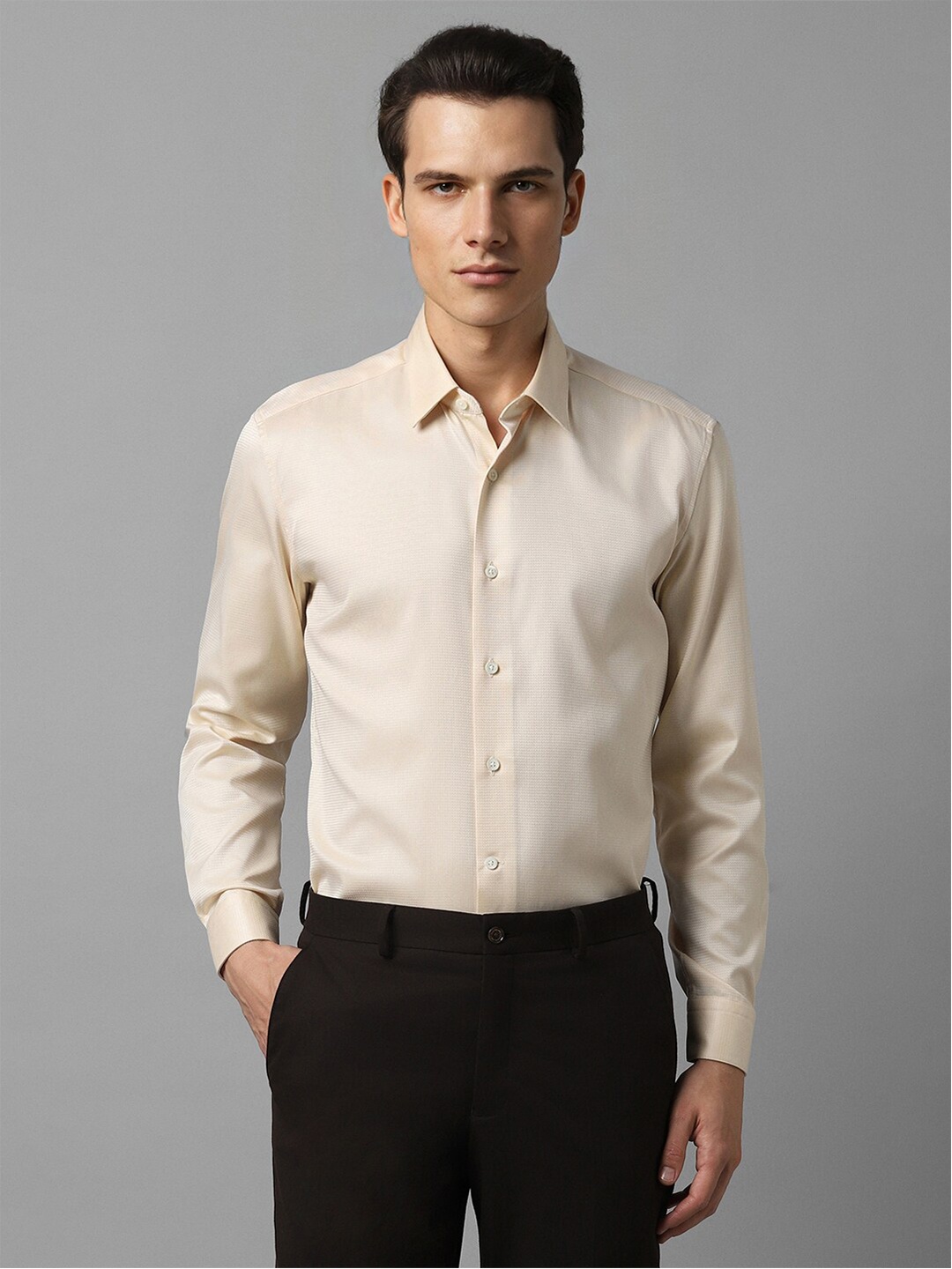 

Luxure by Louis Philippe Men Slim Fit Opaque Formal Shirt, Cream