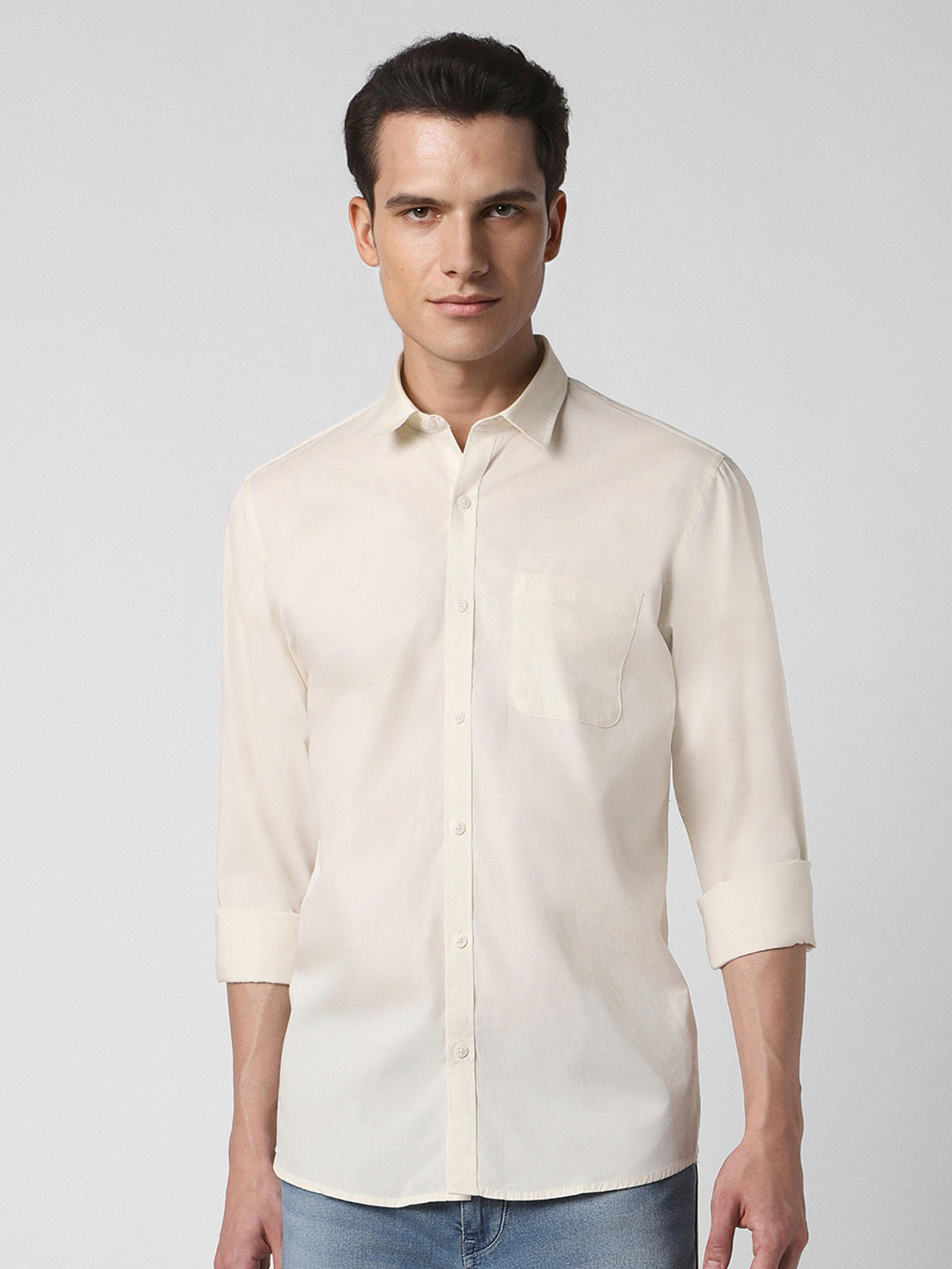 

Peter England Casuals Slim Fit Pure Cotton Casual Shirt, Cream