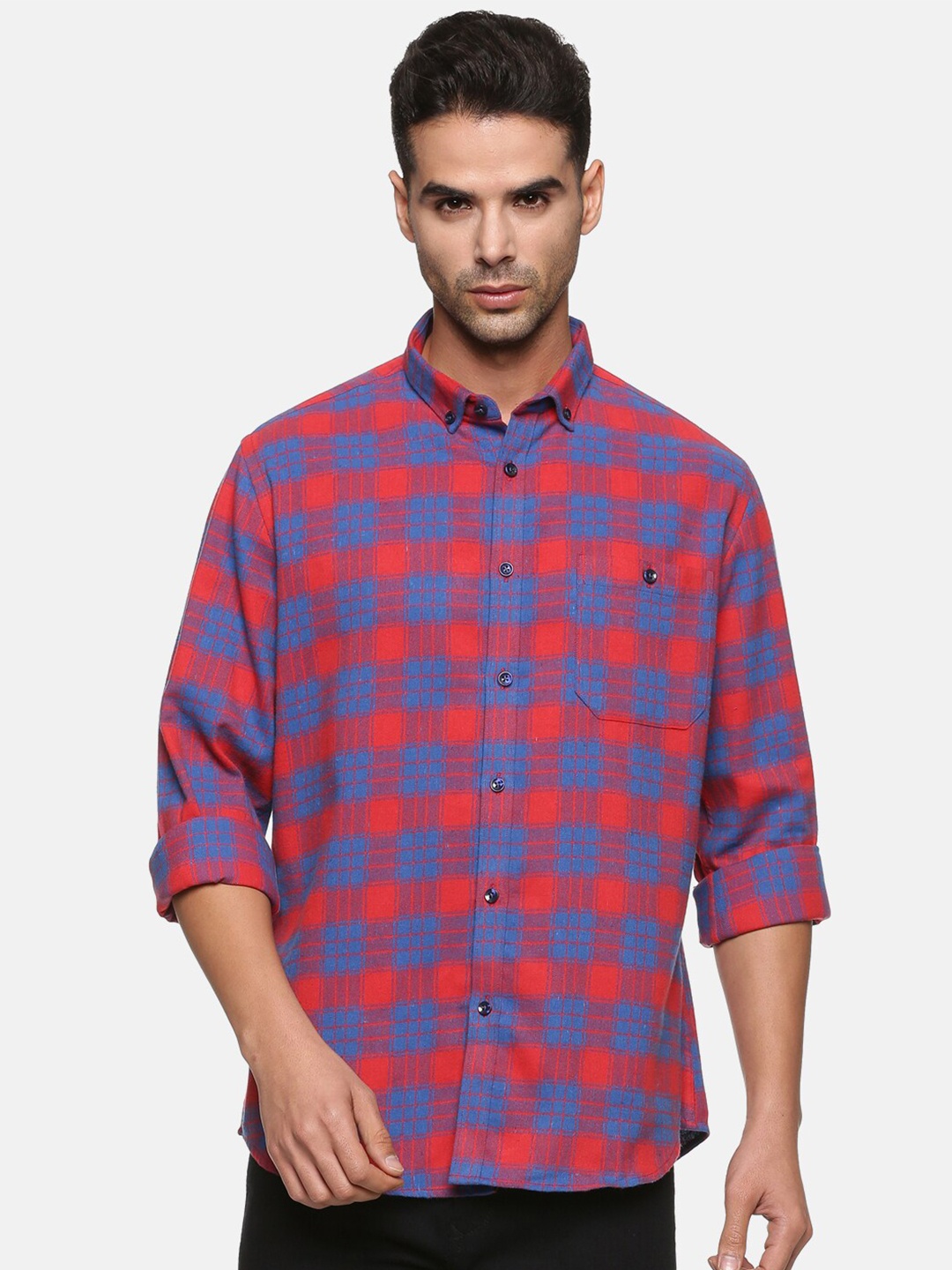 

DON VINO Men Comfort Opaque Checked Casual Shirt, Red