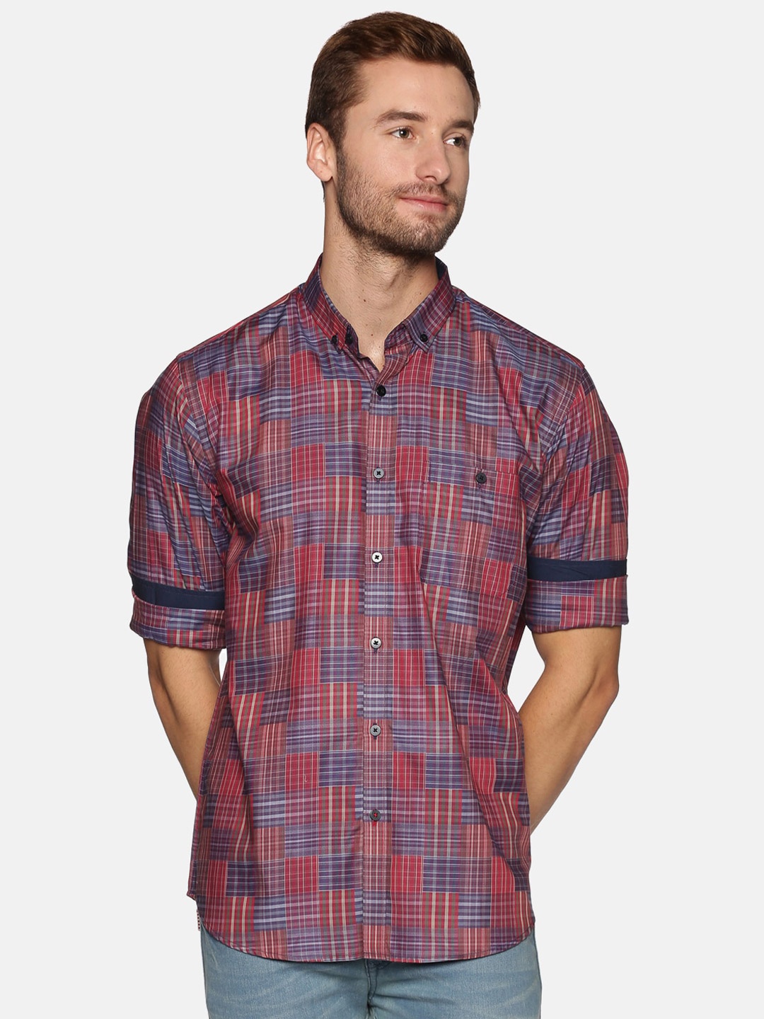 

DON VINO Men Comfort Opaque Checked Casual Shirt, Multi
