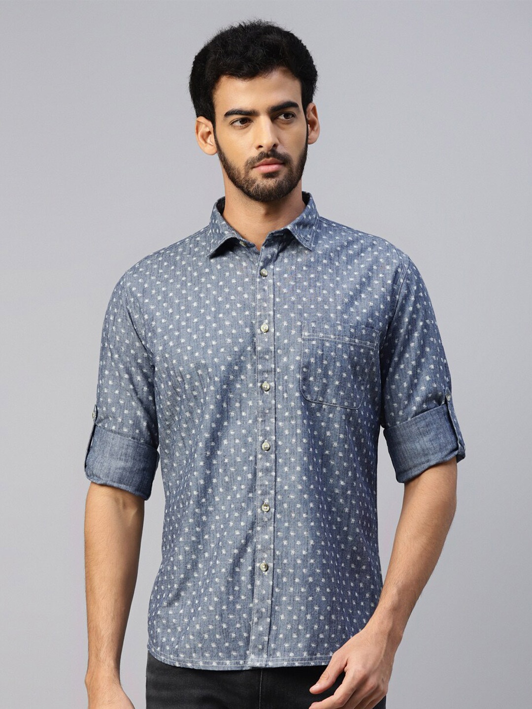 

DON VINO Men Comfort Opaque Printed Casual Shirt, Blue