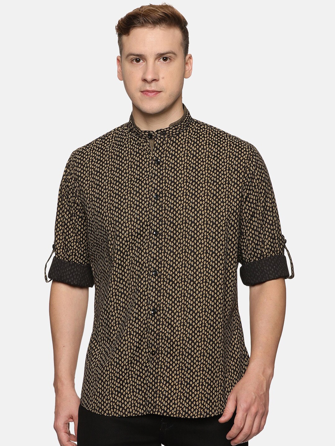 

DON VINO Men Comfort Opaque Printed Casual Shirt, Black