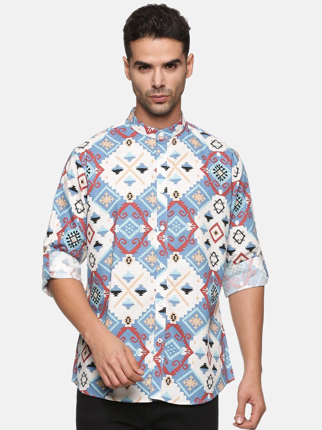 

DON VINO Men Comfort Opaque Printed Casual Shirt, Blue