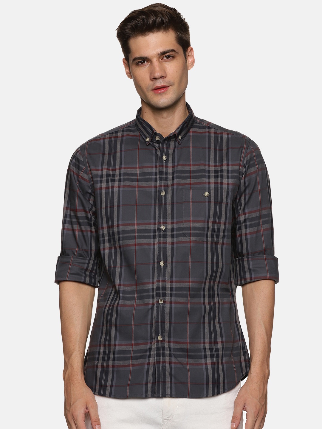 

DON VINO Men Comfort Tartan Checks Opaque Checked Casual Shirt, Black