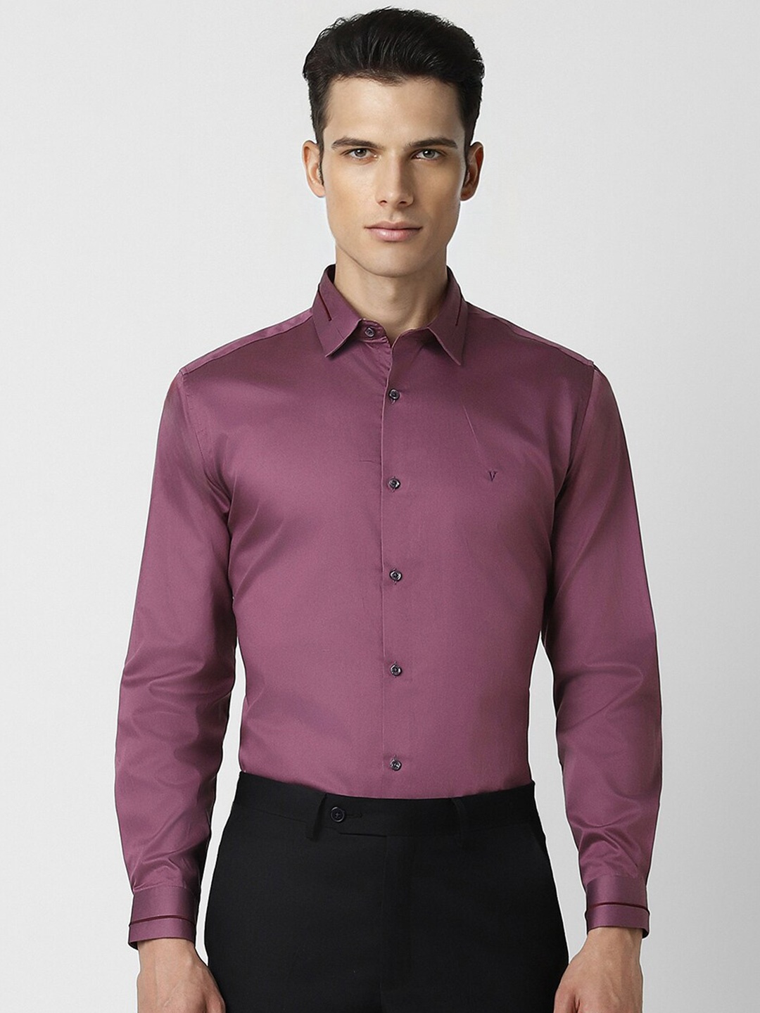 

V Dot Men Slim Fit Opaque Party Shirt, Pink