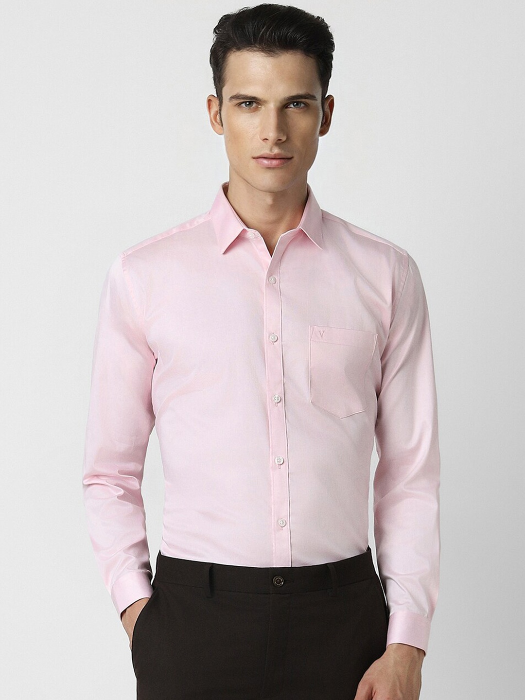 

V Dot Men Slim Fit Opaque Party Shirt, Pink