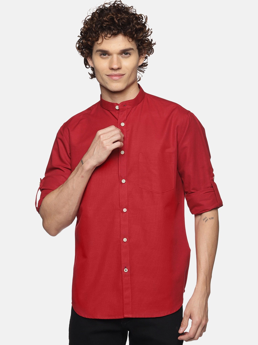 

DON VINO Men Comfort Opaque Casual Shirt, Red