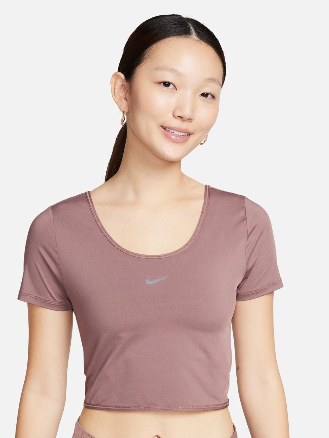 

Nike One Classic Dri-Fit Short-Sleeves Cropped Twist Top, Mauve