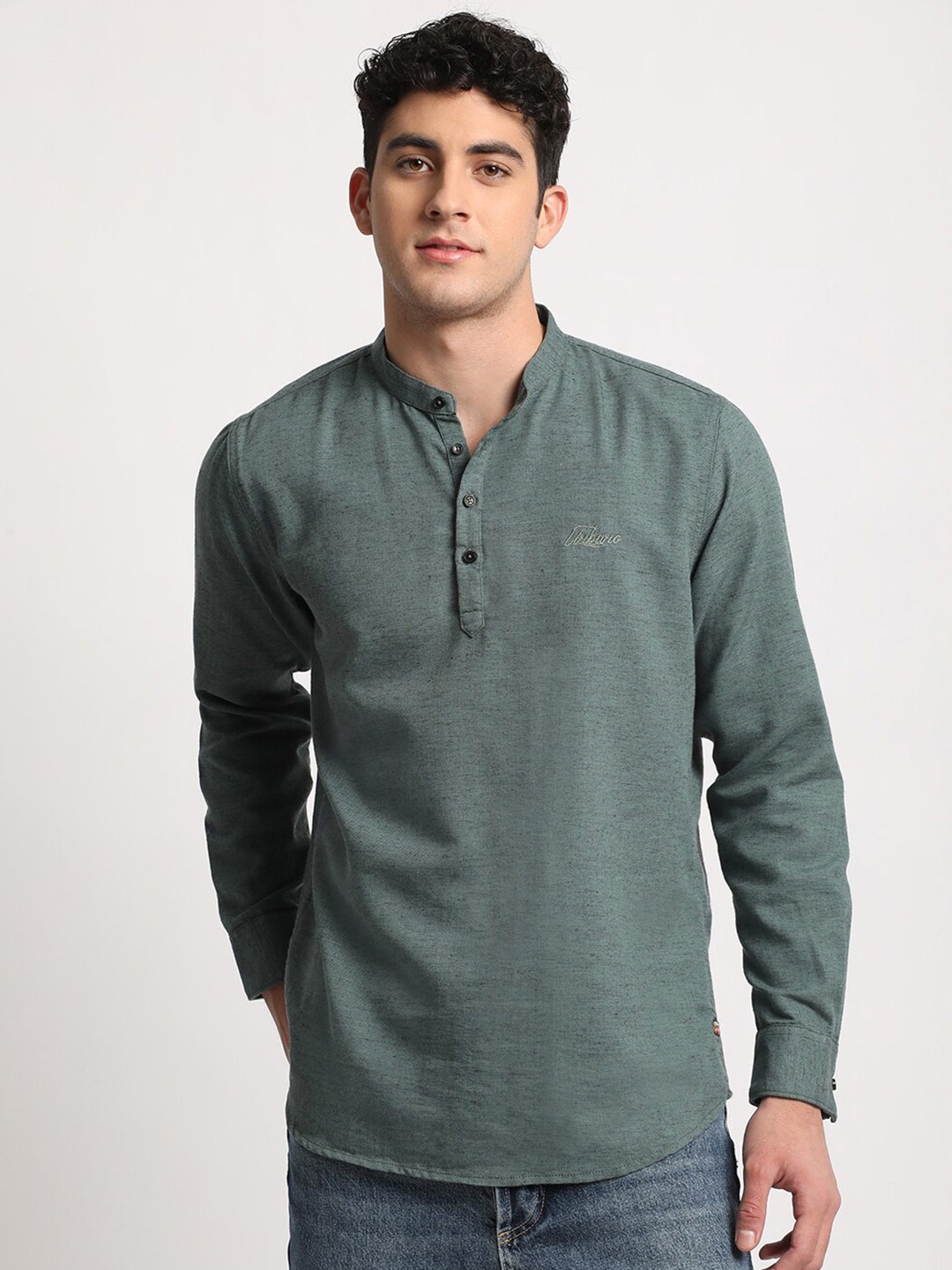 

URBARO Men Classic Opaque Casual Shirt, Green