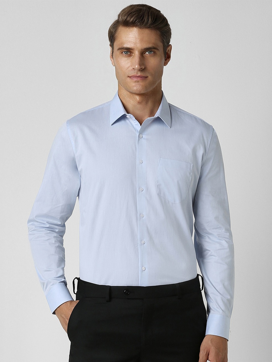 

Van Heusen Men Slim Fit Opaque Printed Formal Shirt, Blue