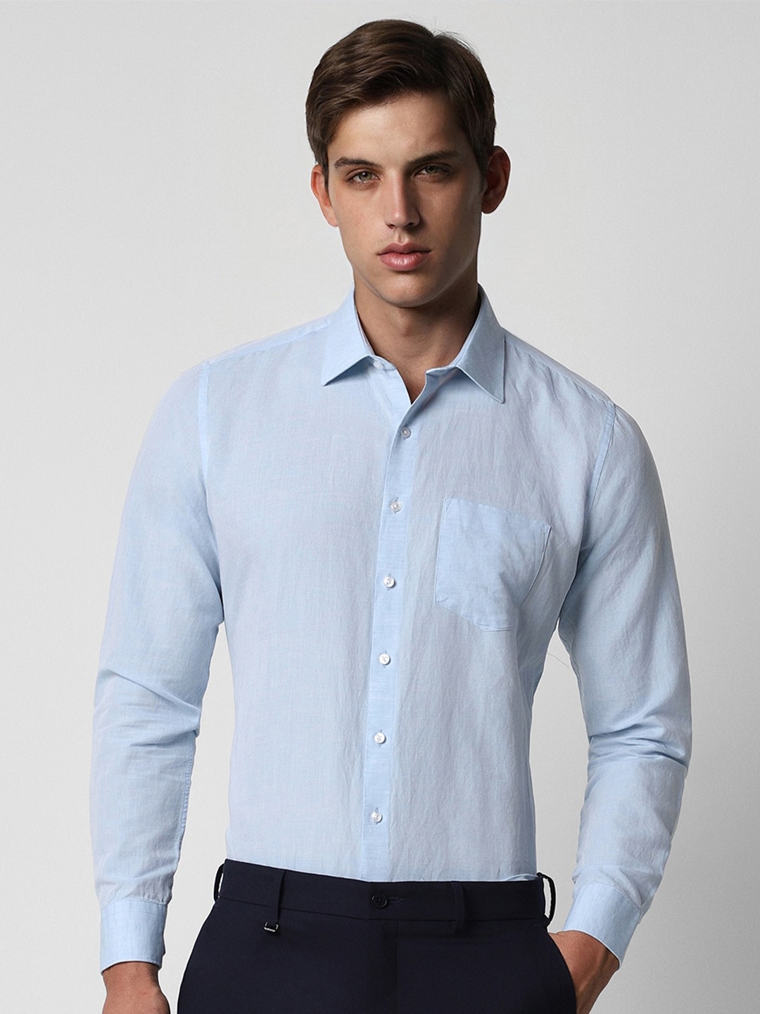 

Van Heusen Men Slim Fit Opaque Formal Shirt, Blue
